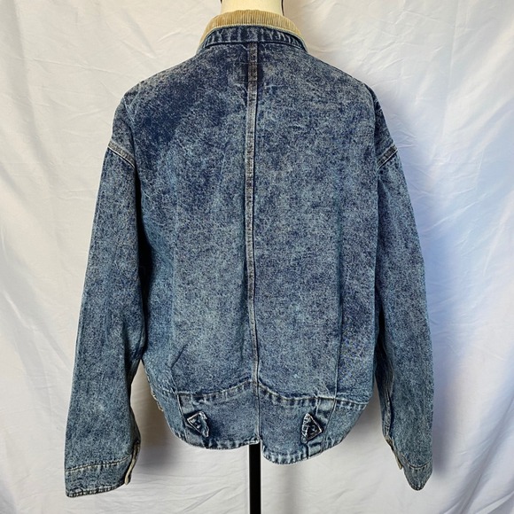 Vintage Levi's Mens Acid Wash Denim Jacket Large Corduroy Collar Bomber 80's USA - Picture 6 of 13